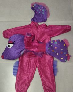Kids Costumes to Hire - Fish - Purple & Cerise PInk - headpce, rideon, onesie = 3 pce